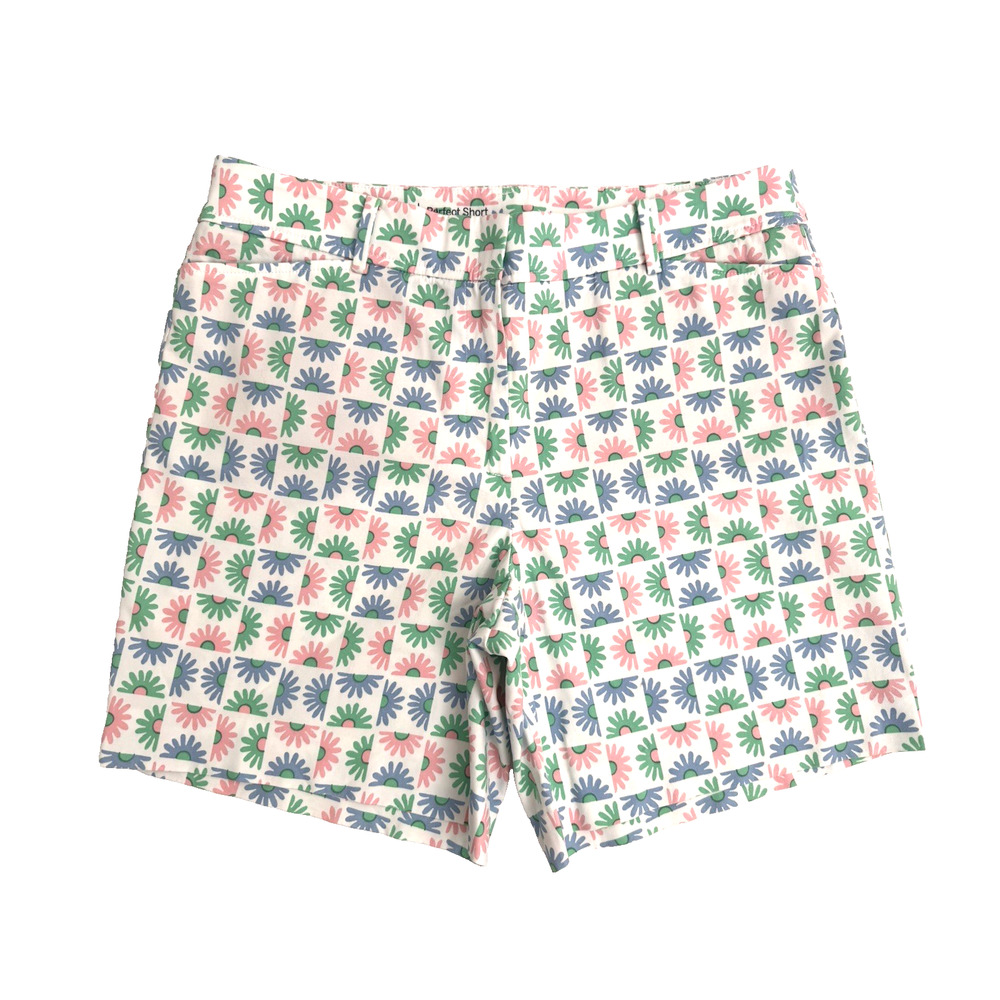 Talbots Perfect Short 12 White Pastel Floral Daisy Stretch Cotton Twill Shorts